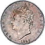 1825 UK halfpenny value, George IV