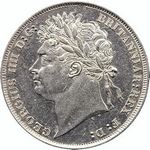 1825 UK shilling value, George IV, laureate head, 5 over 3