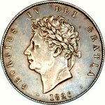 1826 UK halfpenny value, George IV, raised line on saltire