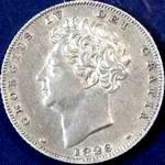 1826 UK sixpence value, George IV, bare head, lion reverse