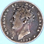 1827 UK sixpence value, George IV