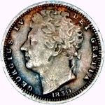 1830 UK half farthing value, George IV, small date