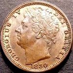 1830 UK half farthing value, George IV, large date