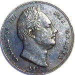 1834 UK farthing value, William IV, raised line to saltire