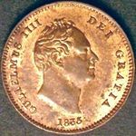1835 UK third farthing value, William IV