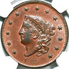 1835 USA penny value, coronet head, small 8, small stars