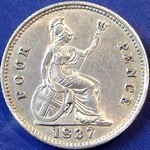 1837 UK fourpence (groat) value, William IV