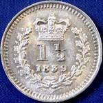 1839 UK three halfpence value, Victoria