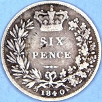 1840 UK sixpence value, Victoria
