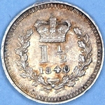 1840 UK three halfpence value, Victoria