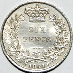 1841 UK sixpence value, Victoria