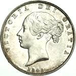 1842 UK halfcrown value, Victoria, young head, D565