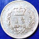 1842 UK three halfpence value, Victoria