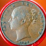 1843 UK farthing value, Victoria, young head