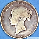 1843 UK halfcrown value, Victoria, young head, D566