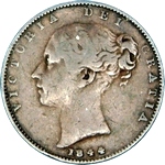 1844 UK farthing value, Victoria, young head