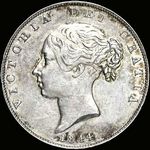 1844 UK halfcrown value, Victoria, young head, D567