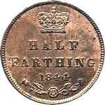 1844 UK half farthing value, Victoria