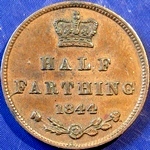 1844 UK half farthing value, Victoria, E over N