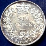 1844 UK sixpence value, Victoria, small 44