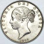 1845 UK halfcrown value, Victoria, young head, D568
