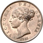 1845 UK halfpenny value, Victoria, young head