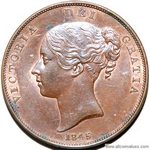 1845 UK penny value, Victoria, young head