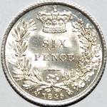 1845 UK sixpence value, Victoria