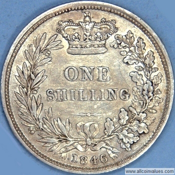 1846 UK shilling reverse, Victoria