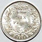 1846 UK sixpence value, Victoria