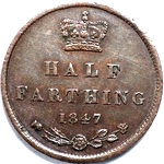 1847 UK half farthing value, Victoria