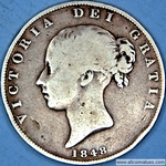 1848 UK halfcrown value, Victoria, young head, D570