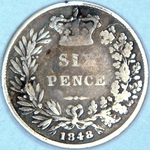 1848 UK sixpence value, Victoria