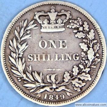 1849 UK shilling reverse, Victoria