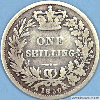 1850 UK shilling reverse