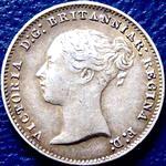 Queen Victoria era UK threepence values, young head, pg1 (1838 to 1854)