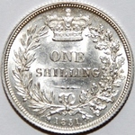 1851 UK shilling value, Victoria, young head