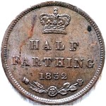 1852 UK half farthing value, Victoria