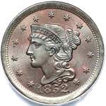 Braided hair USA one cent values, page 3, 1852 to 1857
