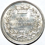 1853 UK shilling value, Victoria, young head