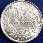 1853 UK sixpence value, Victoria