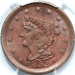 1853 USA Braided Hair half cent