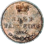 1854 UK half farthing value, Victoria