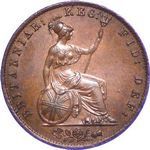 1841 UK halfpenny value, Victoria, young head, inverted die axis