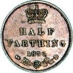 1856 UK half farthing value, Victoria, large date