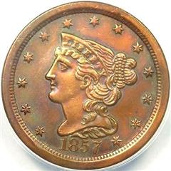 1857 USA Braided Hair half cent