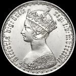 1857 UK florin value, Victoria, gothic, D729