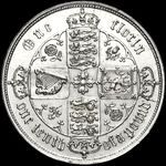 1877 UK florin value, Victoria, gothic, 48 trefoils, stop after date, D763