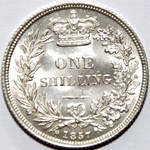 1857 UK shilling value, Victoria, young head