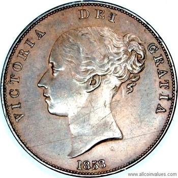 Buy 1858 Queen Victoria Copper Penny Overdate
